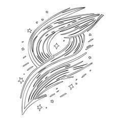Celestial Comet Trail Black And White Outline