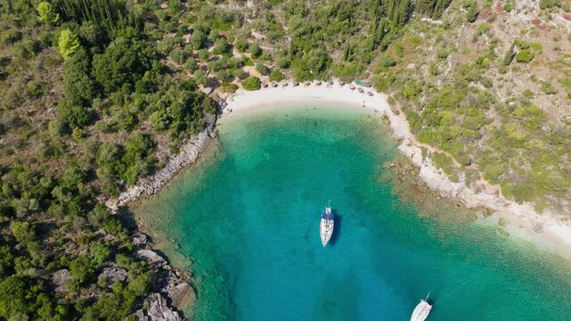 Panoramic view of Filiatro beach in Ithaca island, Greece