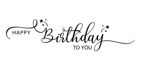 Happy Birthday typography design vector. Beautiful greeting card scratched calligraphy black text word. Handwritten modern brush lettering white background isolated vector