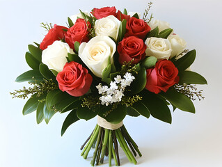 Elegant Bouquet of Red and White Roses