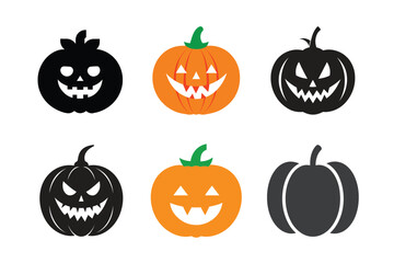 Halloween pumpkin set of vector illustration