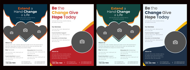 Charity Fundraising Flyer Template Help and Donate Today. set of print flyer or poster template for Charity fundraising event, charity foundation kids charity flyer design donation social banner
