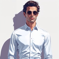 Fototapeta premium White dress shirt vector art illustration on plain white background