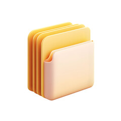 A 3D rendering of a stack of pastel-colored folders in a storage pocket.