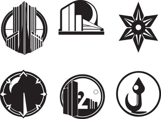 Naklejka premium Set Postmodern abstract geometric graphic elements, Brutalist vector shapes, trendy retro design symbols in Y2K aesthetics. Hand drawn vector illustration