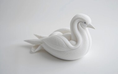 Soft white towel perfectly folded into an origami-style bird