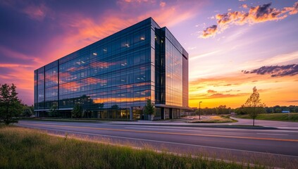 Obraz premium Modern office building at sunset