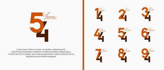 set of anniversary logo flat brown color on white background for celebration moment