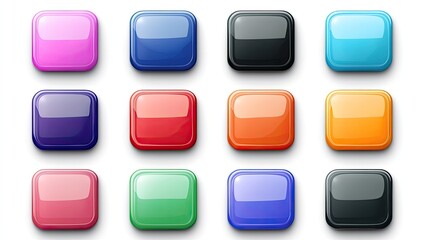 Grid Arrangement of Colorful Square Buttons with Various Icons Representing Symbols and Functions &ndash; A Vibrant Display of Design and Utility