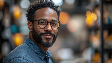 Fototapeta premium Portrait of a Smiling Man with Glasses