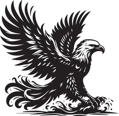 Obraz premium Eagle black and white vector