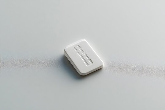 Minimalist White Shape Featuring Three Parallel Lines on Pale Gray Textured Surface