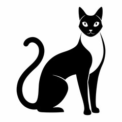 Black and White Silhouette of a Siamese Cat, Elegant and Unique, Minimalist Style	