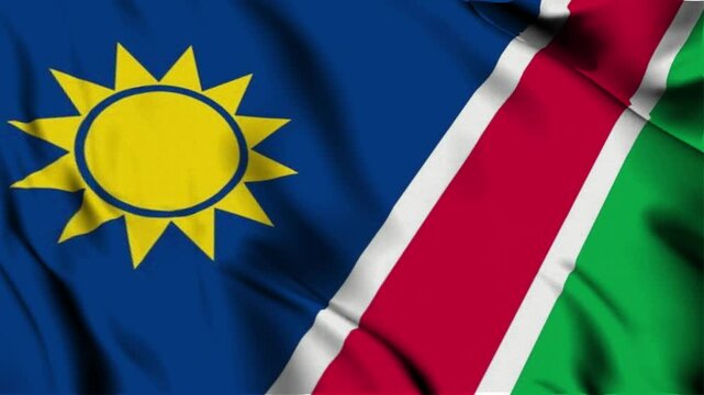 The National flag of Namibia, Namibia 3d flag, Flag of Namibia 3d waving Animation, Namibia waving 4K footage, close up flag for Independence day, 4K Resolution with Slow Motion.