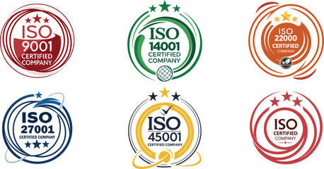 ISO Certified Company Logo  Set-ISO 9001,14001,45001,27001,22000