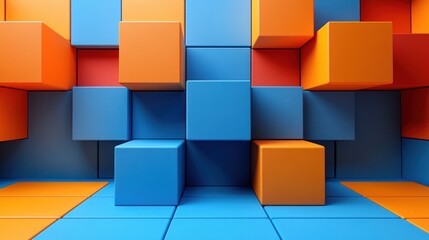 Obraz premium Colorful square blocks wall, interior design, abstract background