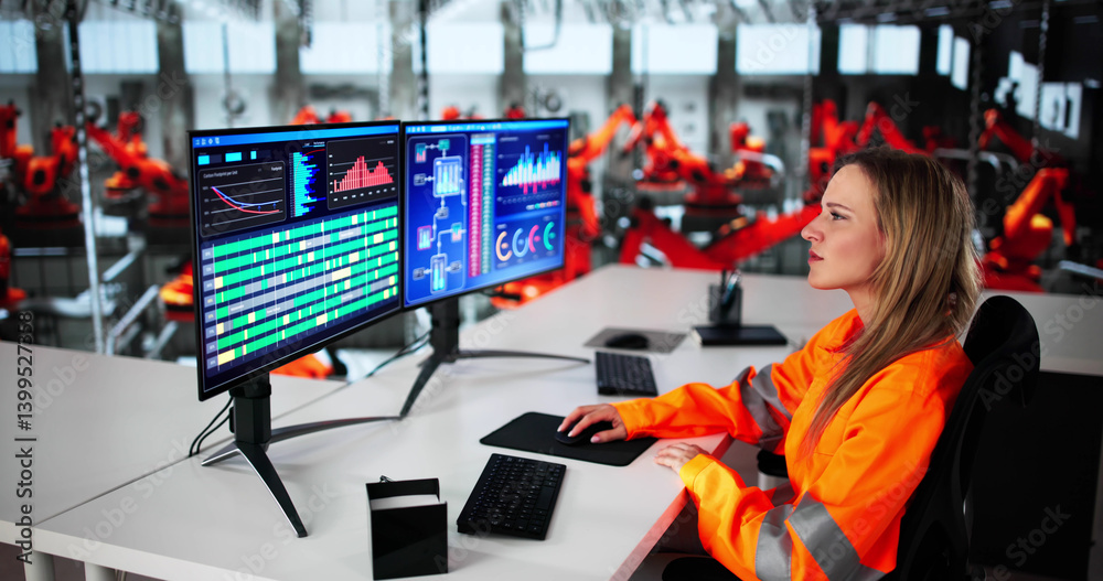 Poster The Engineer Is Using Scada Desktop Software