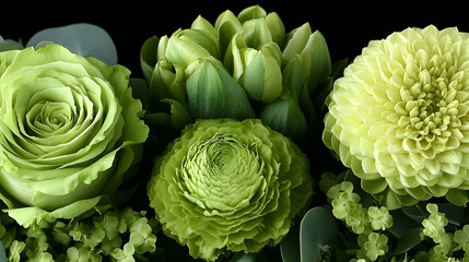 Obraz premium Close-up of lime green flowers