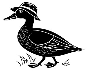 Duck with Hat Vector & SVG | Funny Farm Animal Vector for Apparel, Kids Crafts & Quirky Design