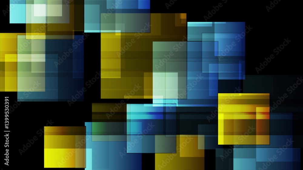 Poster Blue and yellow glossy squares abstract technology design