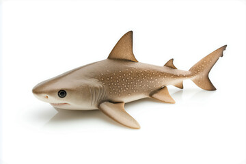 Fototapeta premium A realistic baby shark with spotted skin isolated on a clean white background
