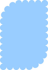 Blue scalloped simple shape isolated on a transparent background.