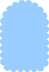 Blue scalloped simple shape isolated on a transparent background.