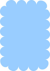 Fototapeta premium Flat pastel blue rectangle with scalloped edges.