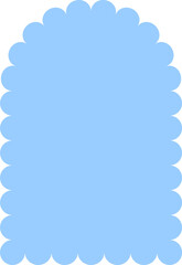 Blue scalloped simple shape isolated on a transparent background.