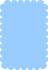 Flat pastel blue rectangle with scalloped edges.