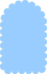 Blue scalloped simple shape isolated on a transparent background.