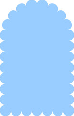 Blue scalloped simple shape isolated on a transparent background.