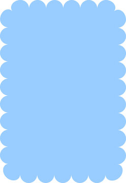 Flat pastel blue rectangle with scalloped edges.