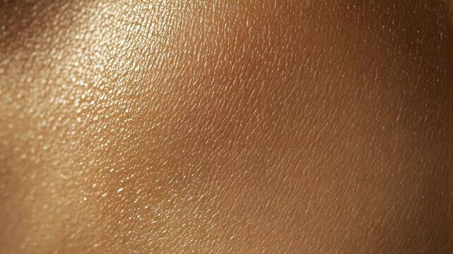 Close-up of smooth, glowing brown skin texture with natural warmth.