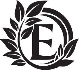logo E com folhas, logo with leaf letter E