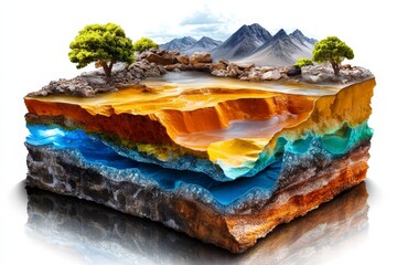 Flat geological layer cross-section. Generative AI