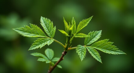 Closeup green leaves blurred background