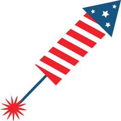 Beautiful firework rocket  celebration decor vector illustration design, Red, blue fireworks for 4th of July, new year celebration