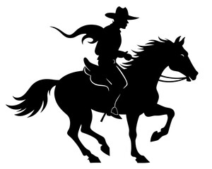 Cowboy Riding Horse Vector & SVG Silhouettes - Cowboy And Horse Icon Vector