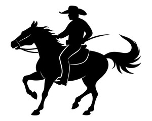Cowboy Riding Horse Vector & SVG Silhouettes - Cowboy And Horse Icon Vector