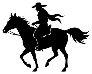 Naklejka premium Cowboy Riding Horse Vector & SVG Silhouettes - Cowboy And Horse Icon Vector