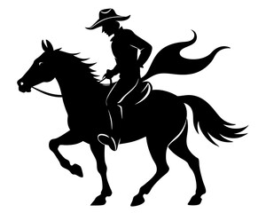 Cowboy Riding Horse Vector & SVG Silhouettes - Cowboy And Horse Icon Vector
