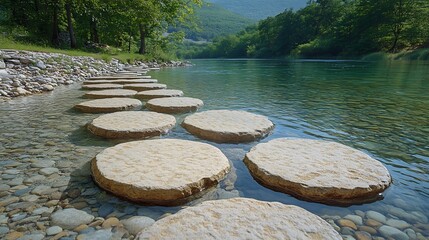Natural Stone Stepping Stones River Pathway.
