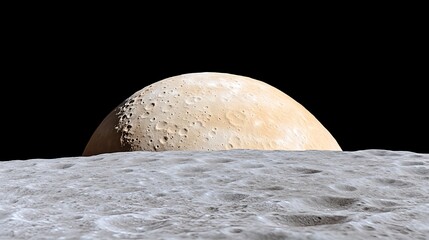 Moon Rising Over Lunar Surface