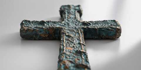 Ancient Oxidized Metal Cross Artifact Closeup