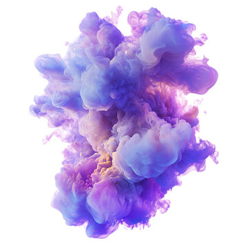 Abstract purple smoke cloud explosion background wallpaper texture design element render graphic art effect on transparent background