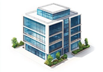 Modern office building isometric view