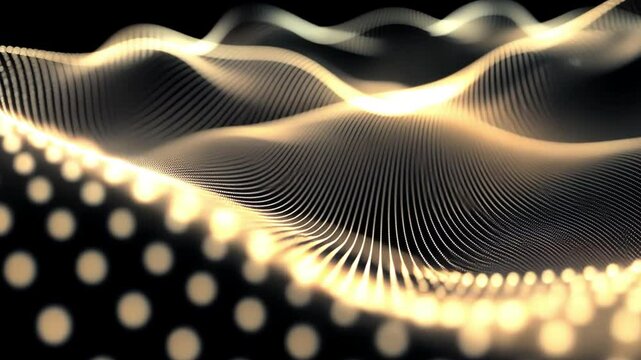 Dynamic big data visualization featuring flowing binary codes and interconnected dots, perfect for tech and innovation themes.
