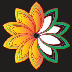 3-Part Flower Design – Shape and Style Description
1. Center (Core/Pistil Area):

Shape: Circular or oval, often slightly raised or detailed.

Function: Acts as the focal point of the design, drawing 