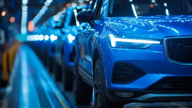 Automated vehicle assembly line.  Modern SUV production
